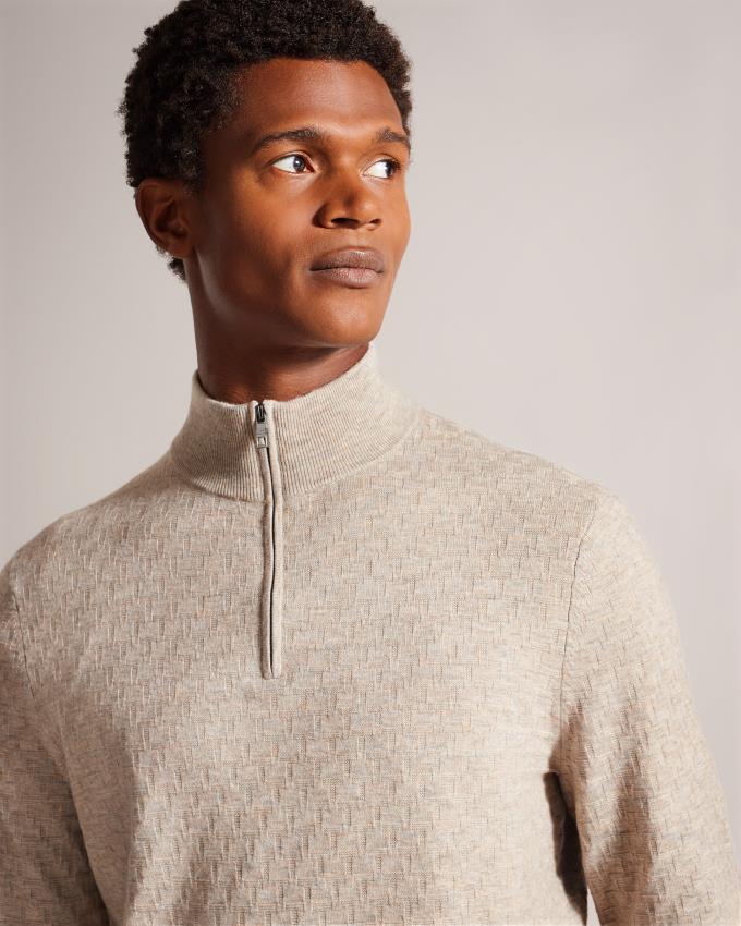 Pull Ted Baker Textured Knit Funnel Neck Marron Marron Homme | DOO-77307332